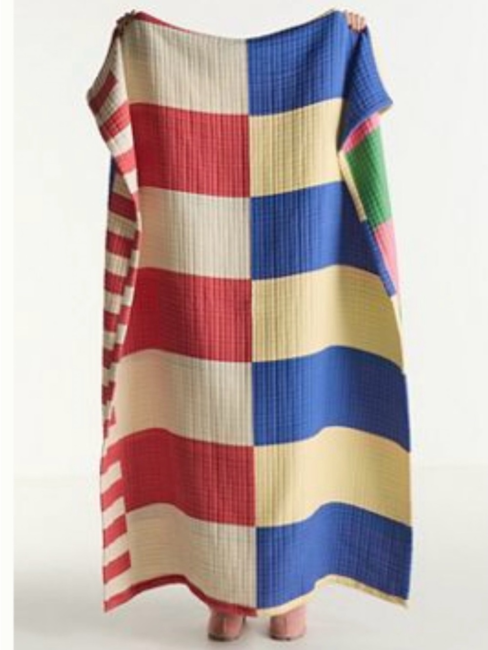 ANTHROPOLOGIE Damson Madder Two Way Printed Woven Cotton Quilted Throw Blanket